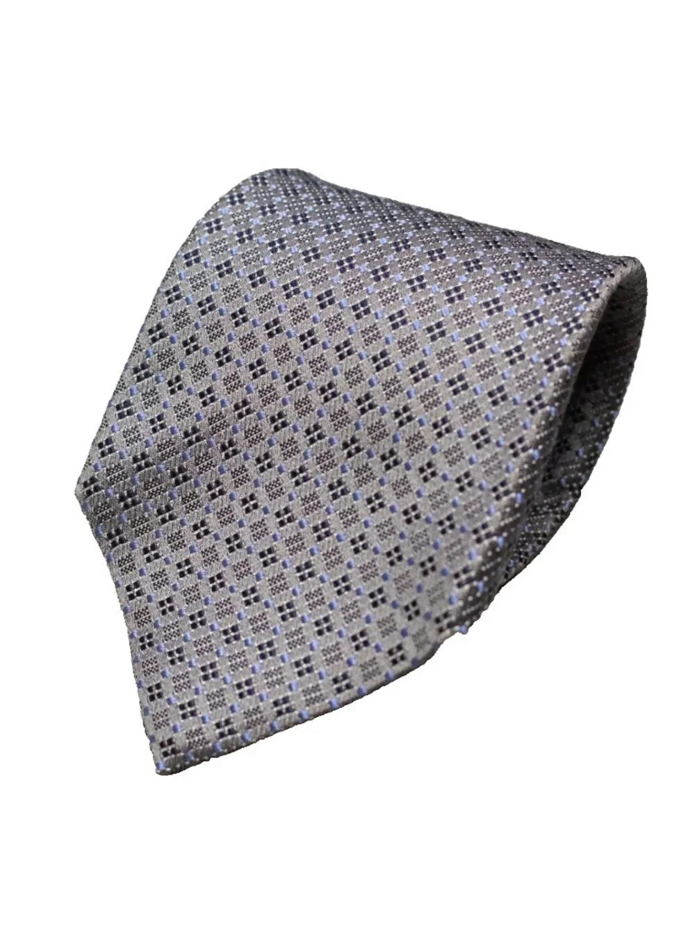 Ermenegildo Zegna Tie 100% Silk Made in Italy Woven Blue Geometric 3.25